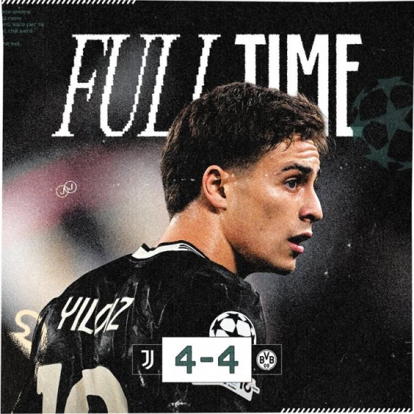 尤文vs多特下半场轰8球，是欧冠历史第2次下半场进球8+的比赛