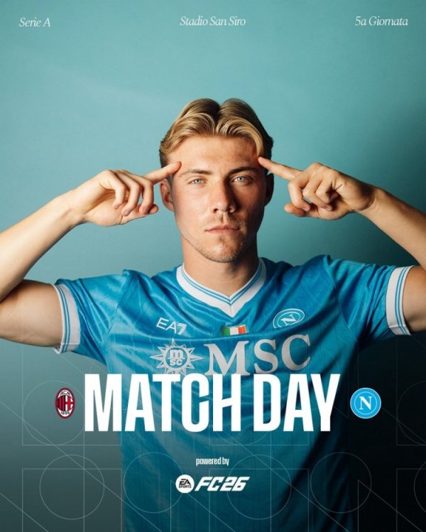 那不勒斯公布客战AC米兰海报，现象回暖的霍伊伦单东谈主入镜