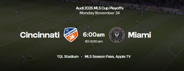 官方：辛辛那提vs迈阿密国外将在11月24日周一清晨6点进行
