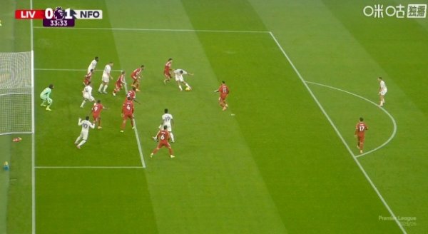 此次烦嚣了吗？穆里略射门转眼，越位位置的恩多耶烦嚣阿利松视野