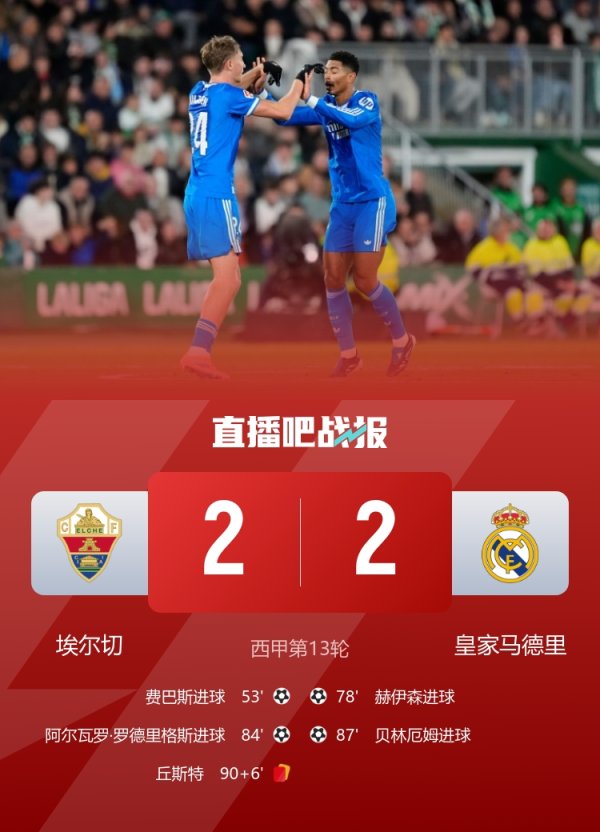战平皇马！埃尔切本赛季西甲主场3胜4平保握不败